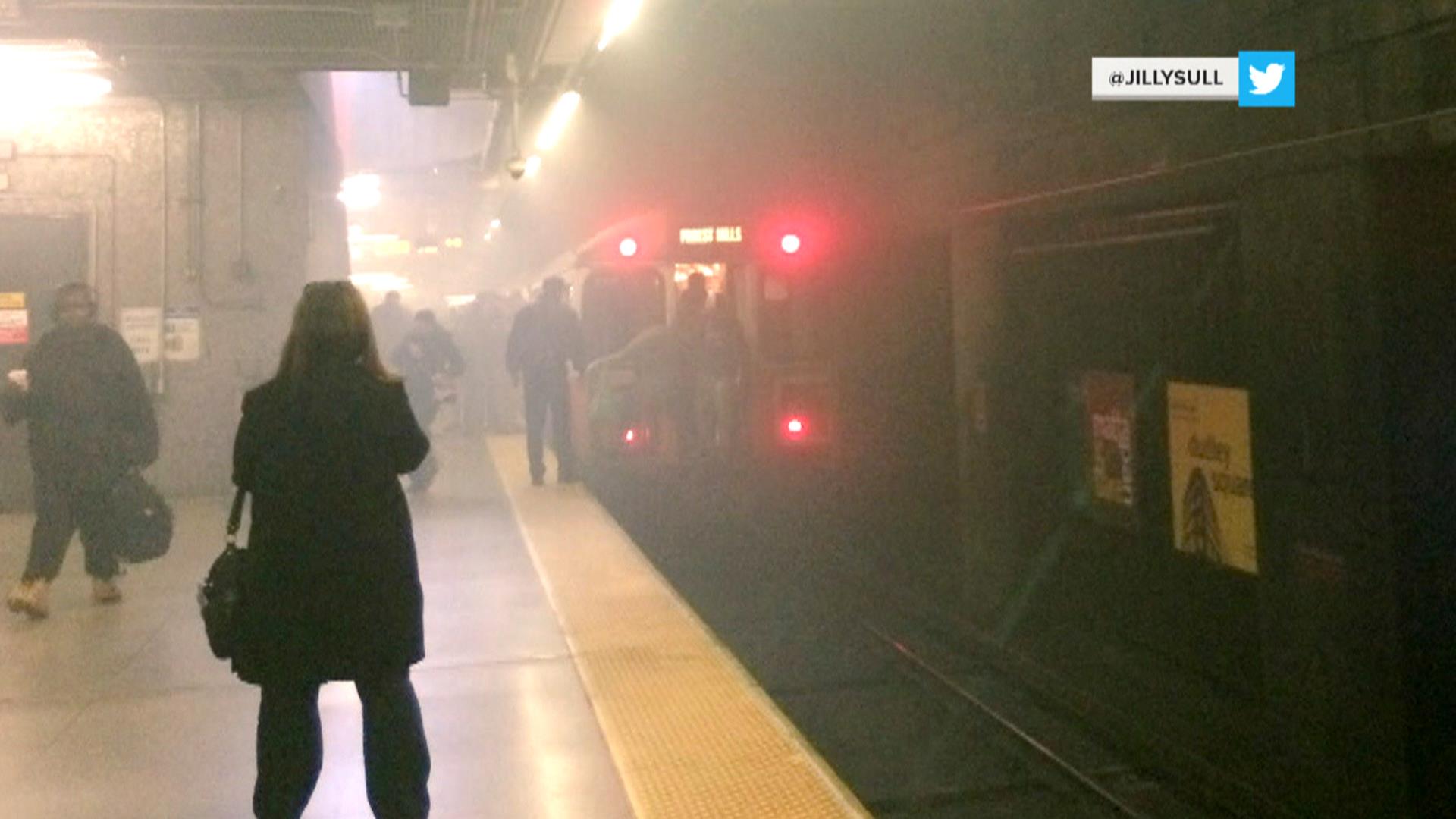 Boston subway train fills with smoke; commuter describes smashing window to escape