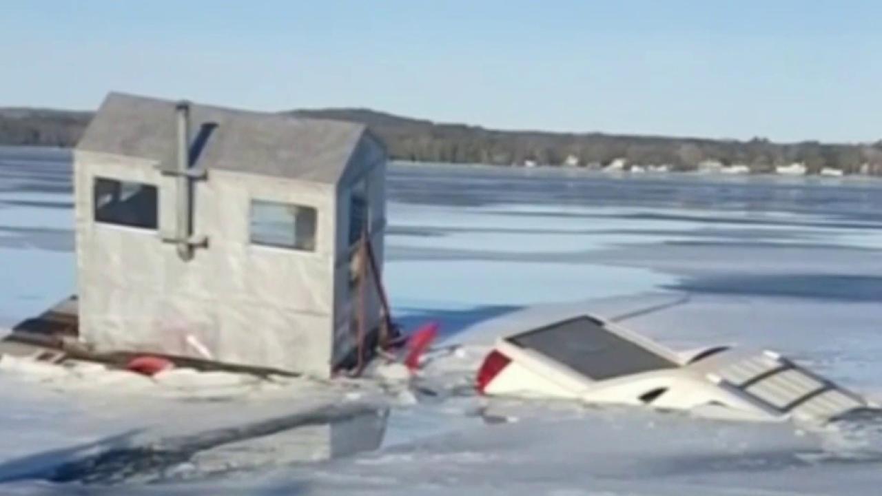 Watch: Wisconsin man loses his Cadillac after driving onto thin ice