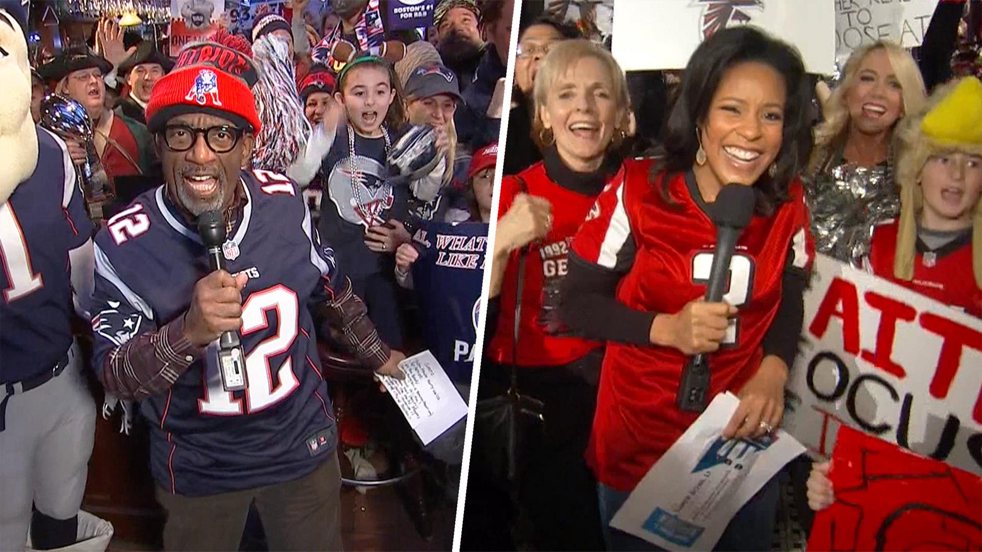 Al Roker and Sheinelle Jones rally for Super Bowl with Falcons and Patriots fans
