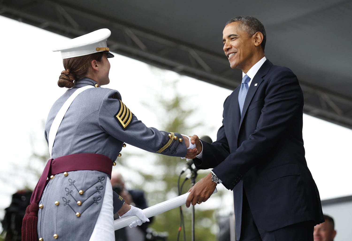 West Point Graduates Celebrate After Obamas Commencement Speech.