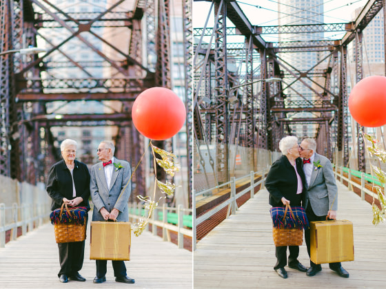 Donald and Dorothy Lutz struck an 'Up'-inspired post for their anniversary photo shoot.