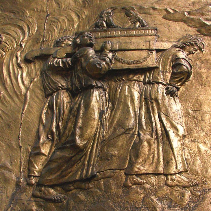                  This bas-relief image showing the Ark of the Covenant being carried is from the Auch Cathedral in France. A newly translated Hebrew text claims to reveal the locations of treasures from King Solomon's Temple and discusses the fate of the Ark itself.              