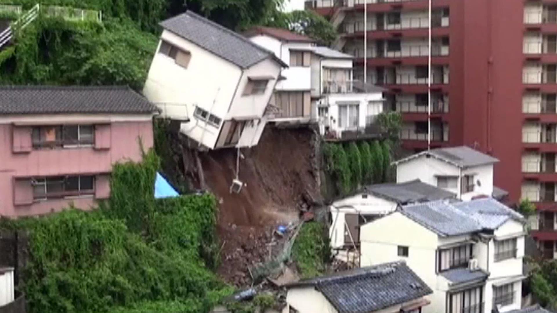Caught on Camera: House Topples Over After Landslide