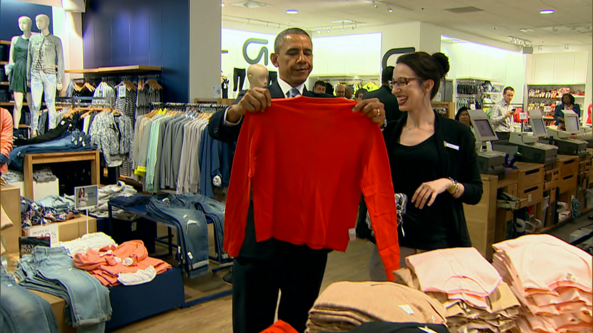Mind the Gap! Obama Shops for Daughters, Wife