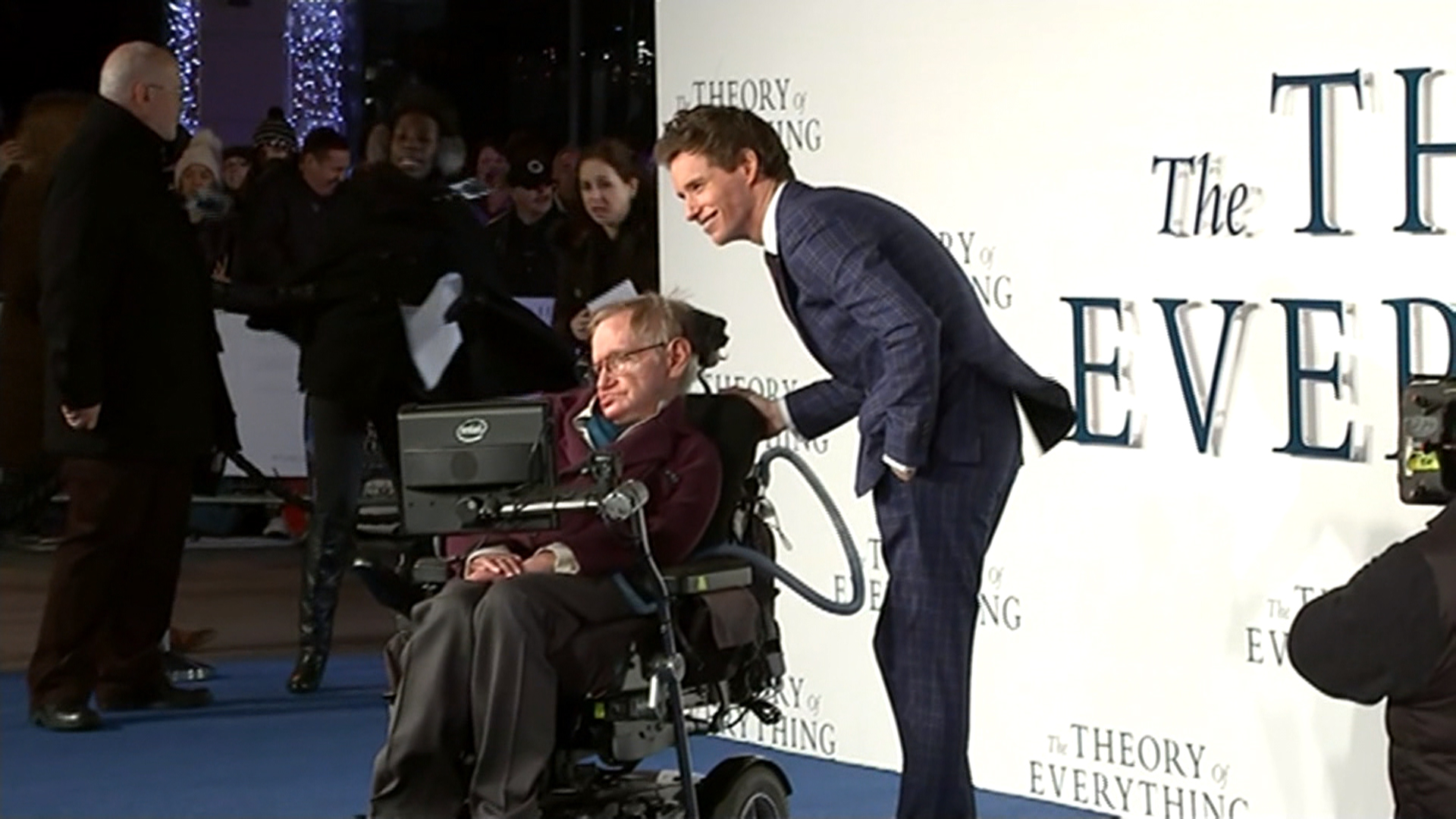 Stephen Hawking Appears With Star of His Biopic