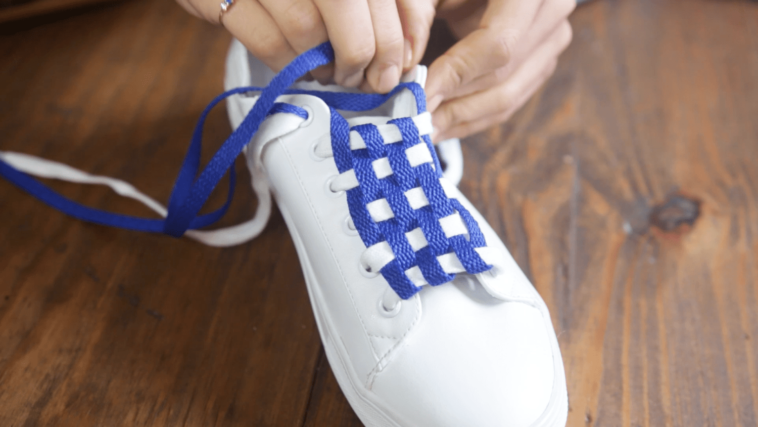 checkerboard shoe lacing