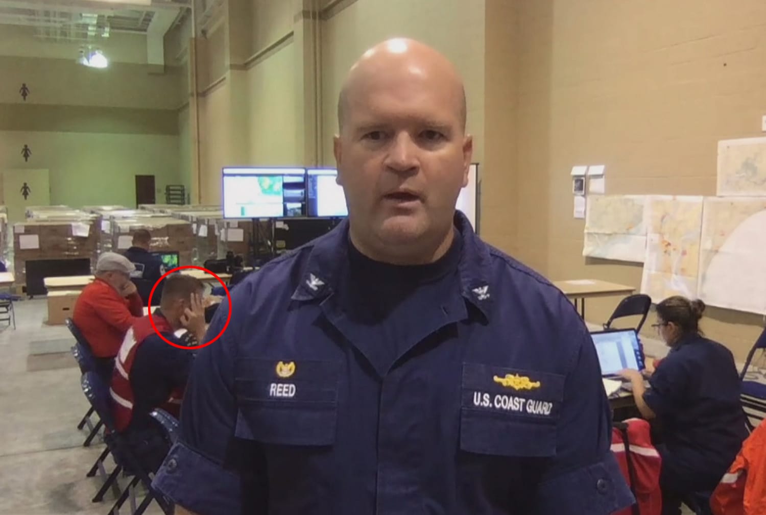 Image result for Coast Guard officer makes âokayâ sign on camera