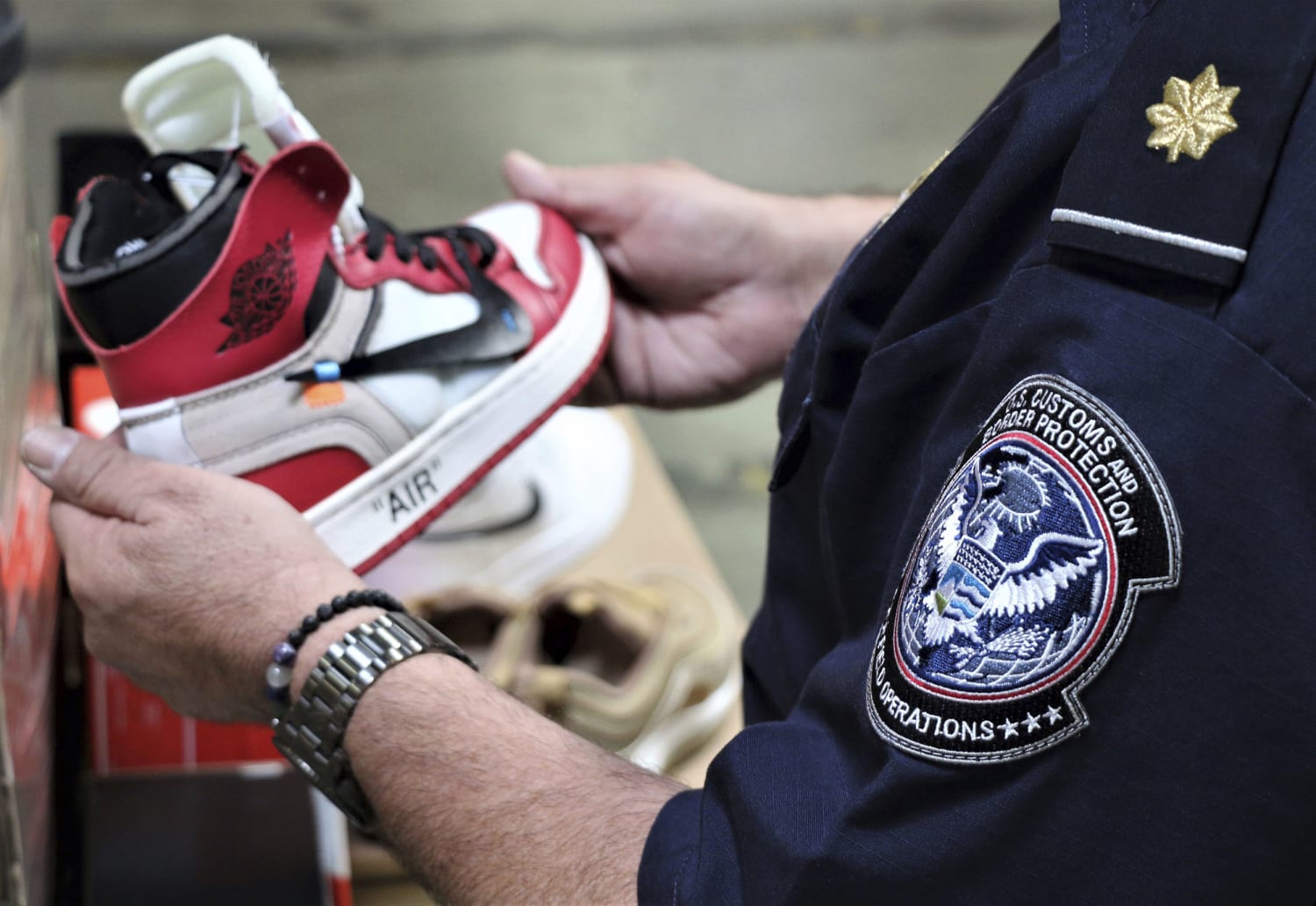 fake Nikes seized in Los Angeles-area port