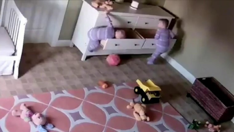 Caught On Camera Dresser Falls On Twin Boys One Toddler Saves