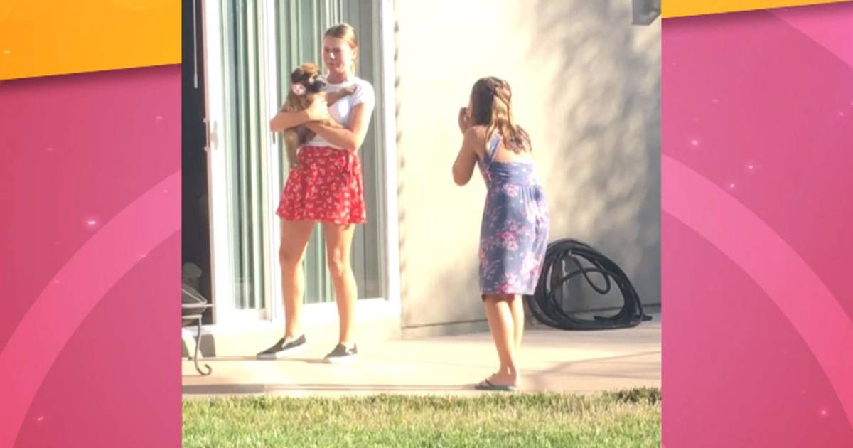 Sisters have sweetest reaction when surprised with puppy