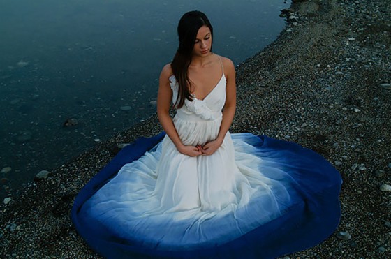 light blue ombre wedding dress