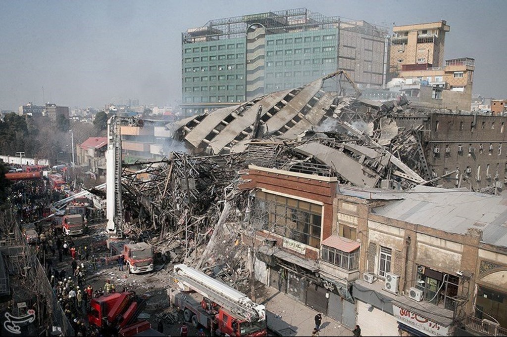 Tehran S Iconic Plasco Building Collapses After Fire 30 Reportedly Dead
