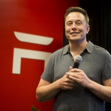 Tesla CEO Elon Musk speaks about new Autopilot features during a Tesla event in Palo Alto, California
