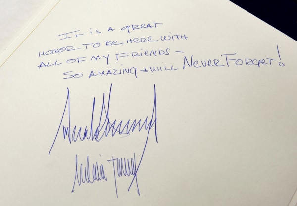 Image: The note written by Trump at the Yad Vashem Holocaust Memorial