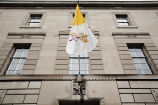 An exterior view of the Vatican embassy is seen in Washington