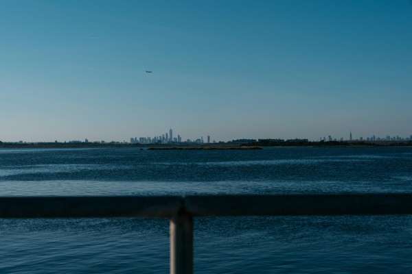 Image: The Manhattan skyline as seen from Broad Channel, Queens.