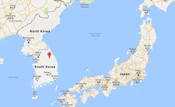Image: A map showing the location of PyeongChang, South Korea
