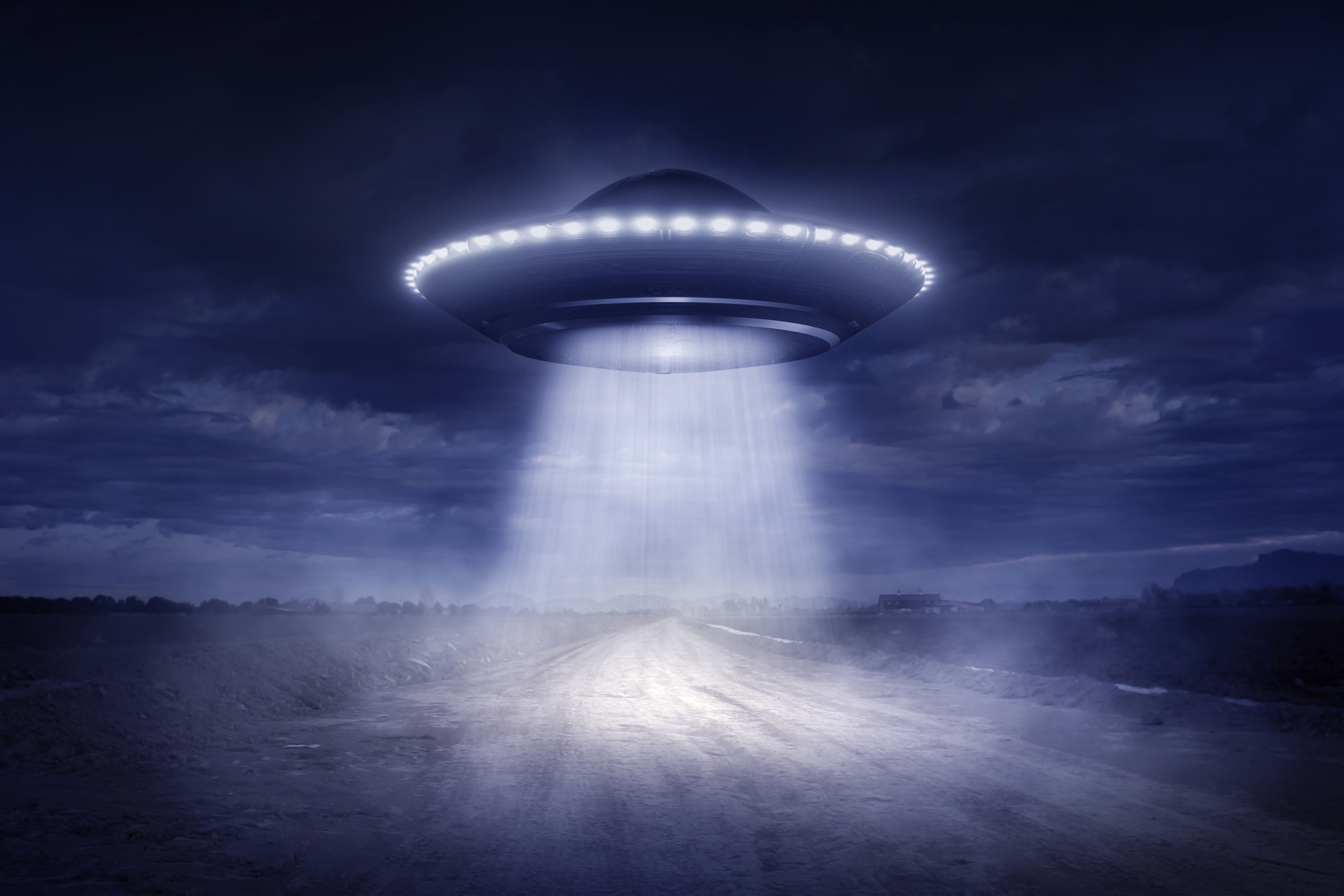 Image of a Flying Saucer at night, Photo by Chris Clor - Getty Images