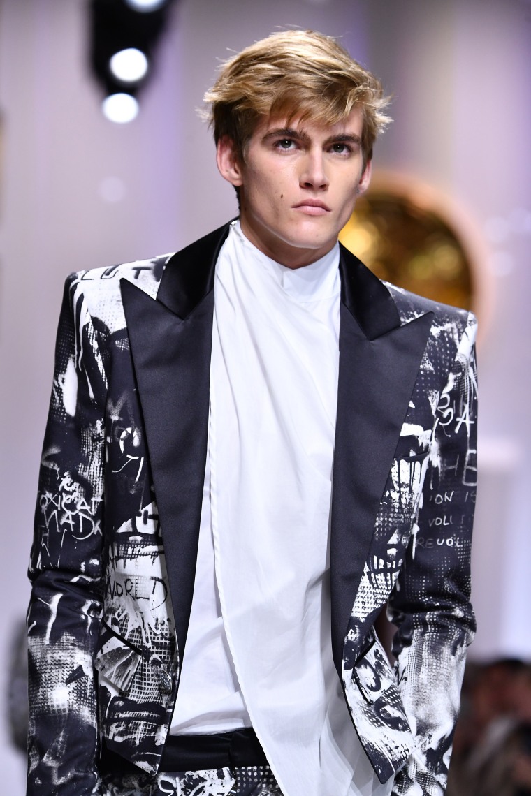 Cindy Crawford cheers on son Presley at Paris Fashion Week