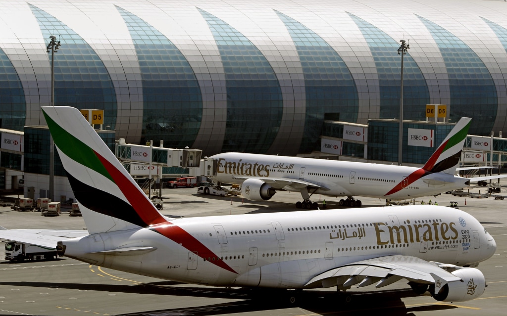 Image: Emirates passenger planes at Dubai airport in the United Arab Emirate