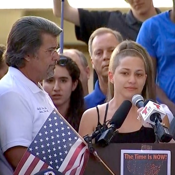 Image: Emma Gonzales speaks at the rally against gun violence in Florida on Feb. 17, 2018.