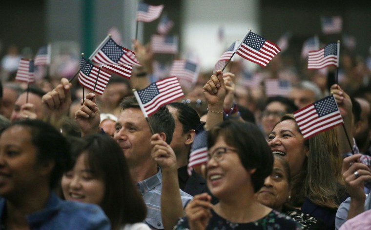 Image: Thousands Of Immigrants Become U.S. Citizens During Naturalization Ceremony At Los Angeles Convention Center
