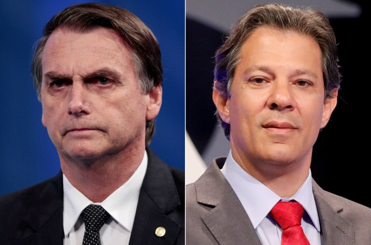 Image: FILE PHOTO: A combination of file photos shows presidential candidates Jair Bolsonaro and Fernando Haddad