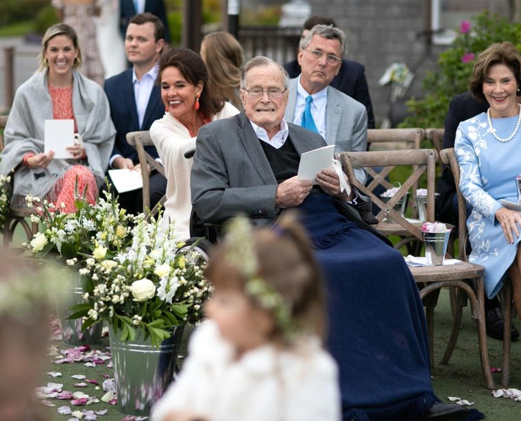 Former President George H. W. Bush watches the wedding of his granddaughter Barbara Bush 