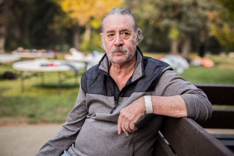 Randy Somerby, 65, has been staying at a Red Cross shelter since fire swept through his town of Paradise, California. [November 17, 2018 - Chico, California]
