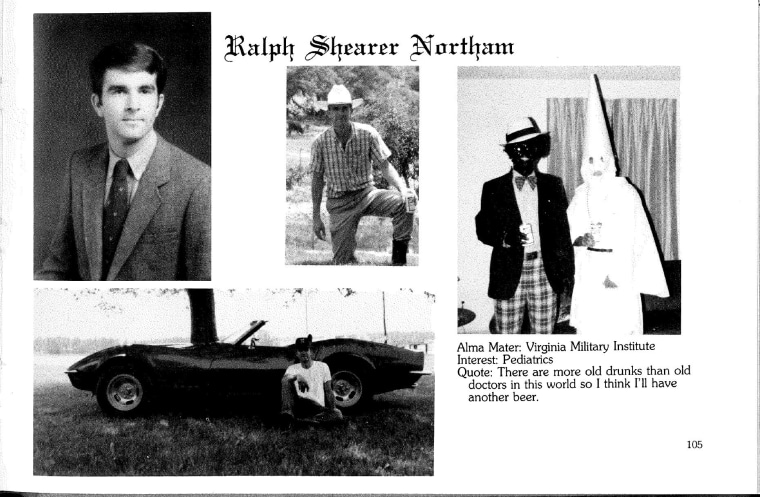 A photo on Ralph Northam's page in the Eastern Virginia Medical School's 1984 yearbook appears to show a man in blackface.