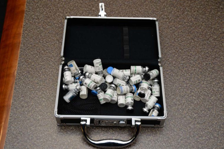 When agents searched the defendant's residence, they say they found a locked container that held 30 bottles labeled as HGH, human growth hormone.