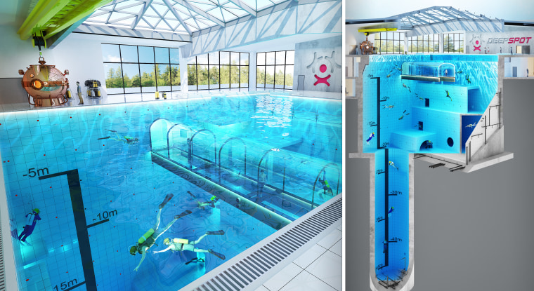 Scheduled to open in in the fall of 2019, this pool, nearly 150-feet deep, in Poland will be used to train divers.
