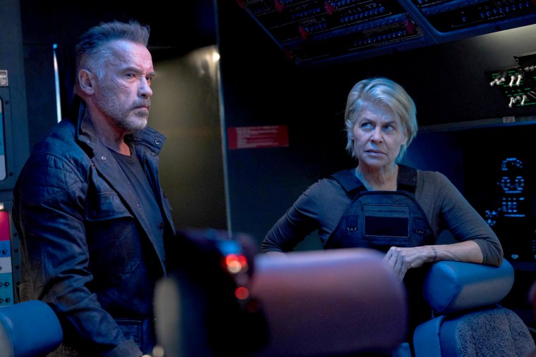 Arnold Schwarzenegger and Linda Hamilton star in "Terminator: Dark Fate."
