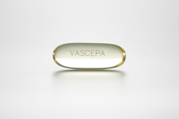 Image: A capsule of the purified, prescription fish oil Vascepa