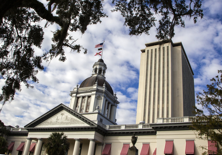 Image: old and new Florida state capitols