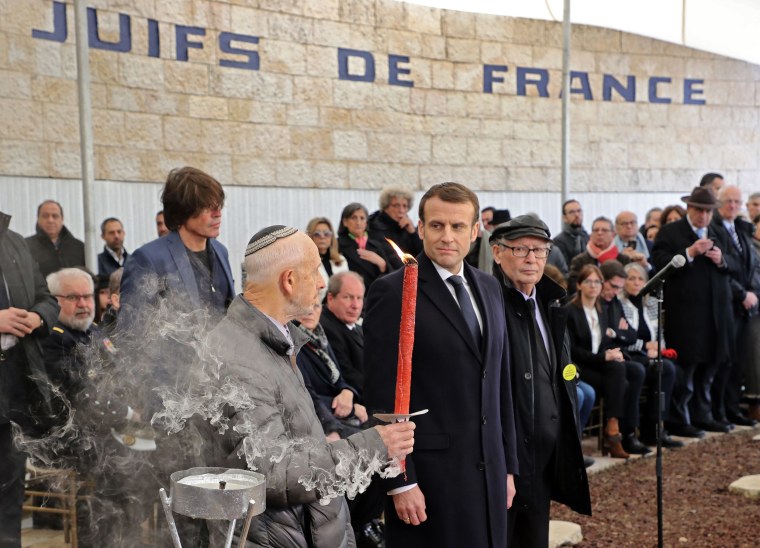 Image: Holocaust survivor Saul Oren with French President Emmanuel Macron