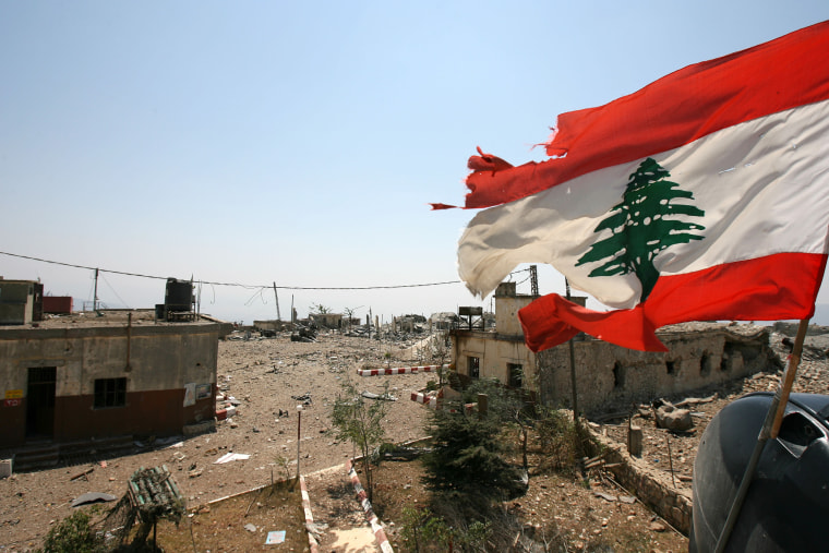 Image: Lebanese flag over Khiam Prison