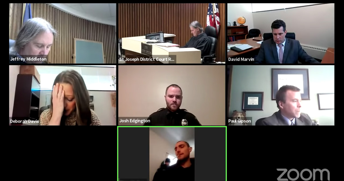 The virtual court hearing takes place after the prosecutor identifies a suspected aggression in the victim’s home