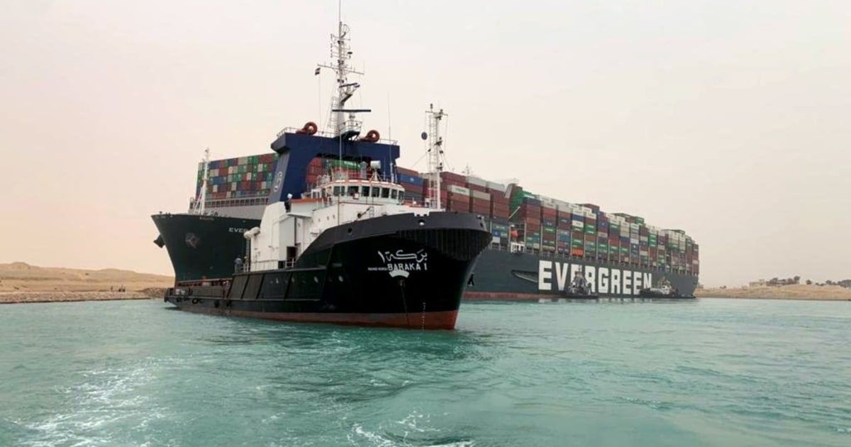 Egypt’s Suez Canal blocked by a stranded container ship swept aside in a sandstorm
